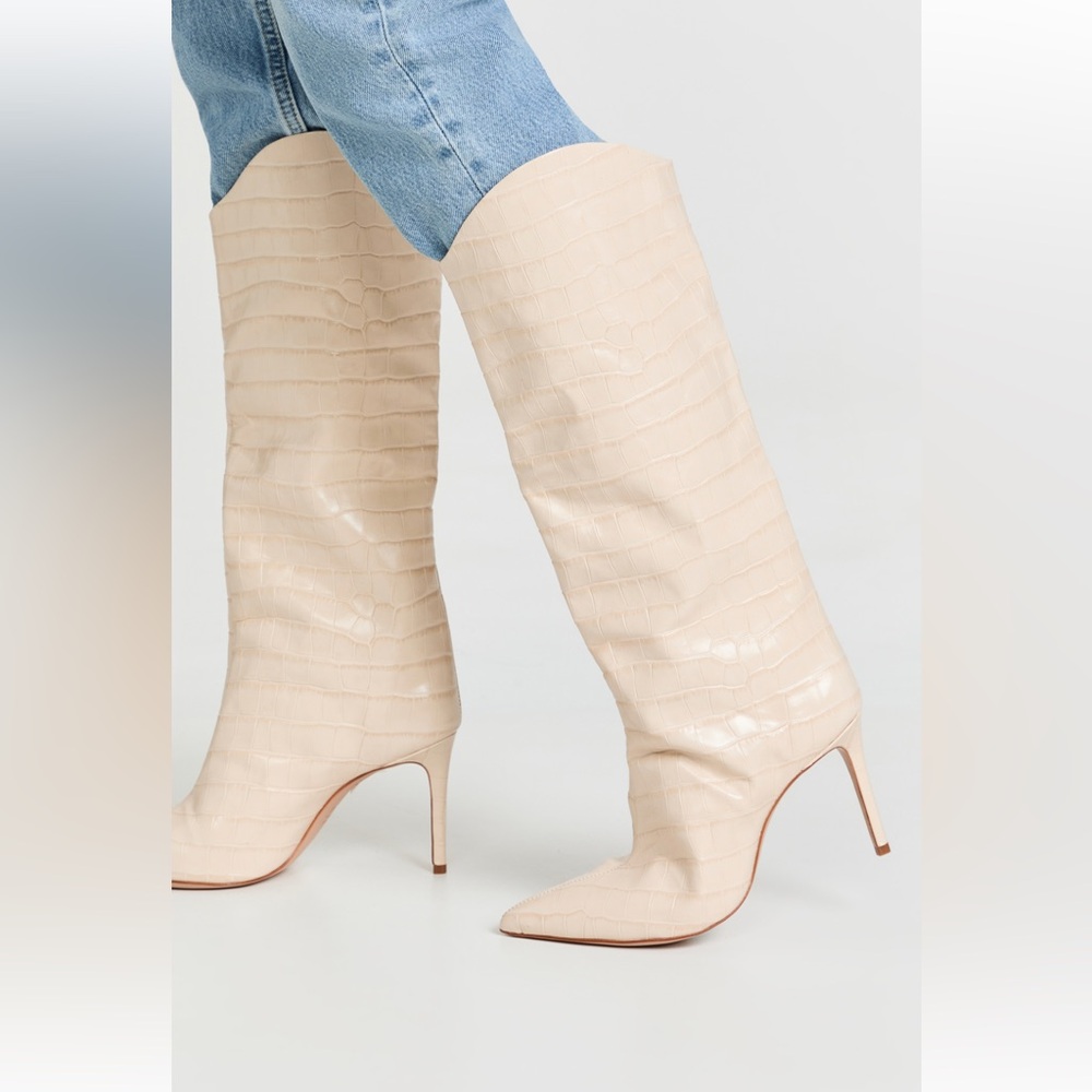 SCHUTZ Cream Heeled Boots